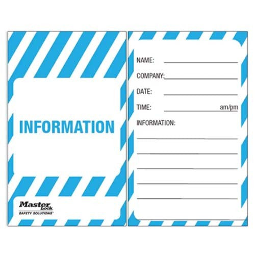 XSAFESIGN17MAY181 #TAGINFO DISPOSABLE INFORMATION TAG,NON TEAR,WATERPROOF BLUE/WHITE, 7KG TEAR RATING PKT 25
