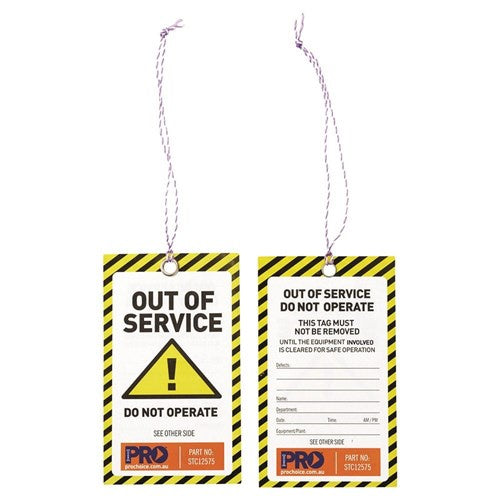 XSAFESIGN17PS102 OUT OF SERVICE TAGS BLACK/YELLOW CW STRING #STC12575 PKT 100