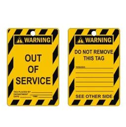 XSAFESIGN17W94 WARNING OUT OF SERVICE TAGS, POLY  #TAGW8 PKT 10