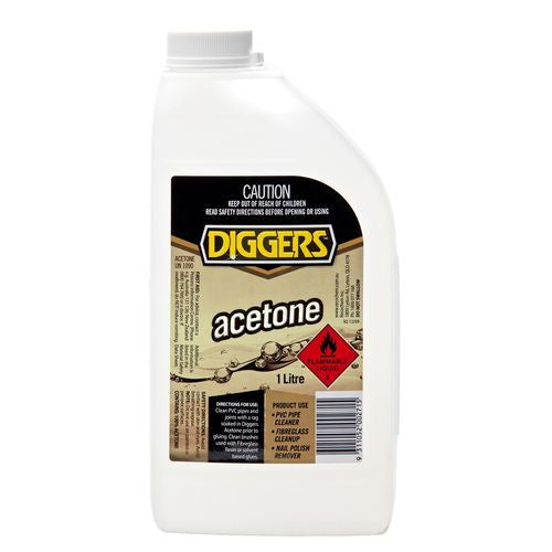 XDIGGERSACETONE01  DIGGERS ACETONE CLEANING SOLVENT 1 LITRE