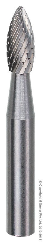 XBURRCBSH1 6.35mm DIA x 14.3mm 1/4 SHANK TCB FLAME SHAPE BURR #CBSH1