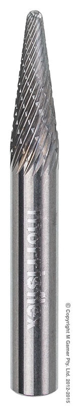 XBURRCBSL1 6.35mm DIA x 17.5mm 1/4 SHANK TCB BALL NOSED CONE SHAPE BURR #CBSL1