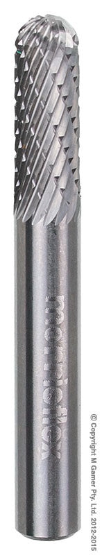 XBURRCBSC1 6.35mm DIA x 17.5mm 1/4 SHANK TCB CYLINDER WITH RADIUS SHAPE BURR #CBSC1