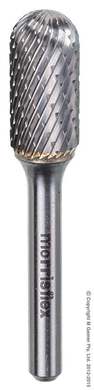 XBURRCBSC5 12.7mm DIA x25.4mm 1/4 SHANK TCB CYLINDER WITH RADIUS END SHAPE BURR #CBSC5