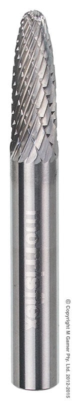 XBURRCBSF1 6.35mm DIA x 17.5mm 1/4 SHANK TCB BALL NOSED TREE SHAPE BURR #CBSF1